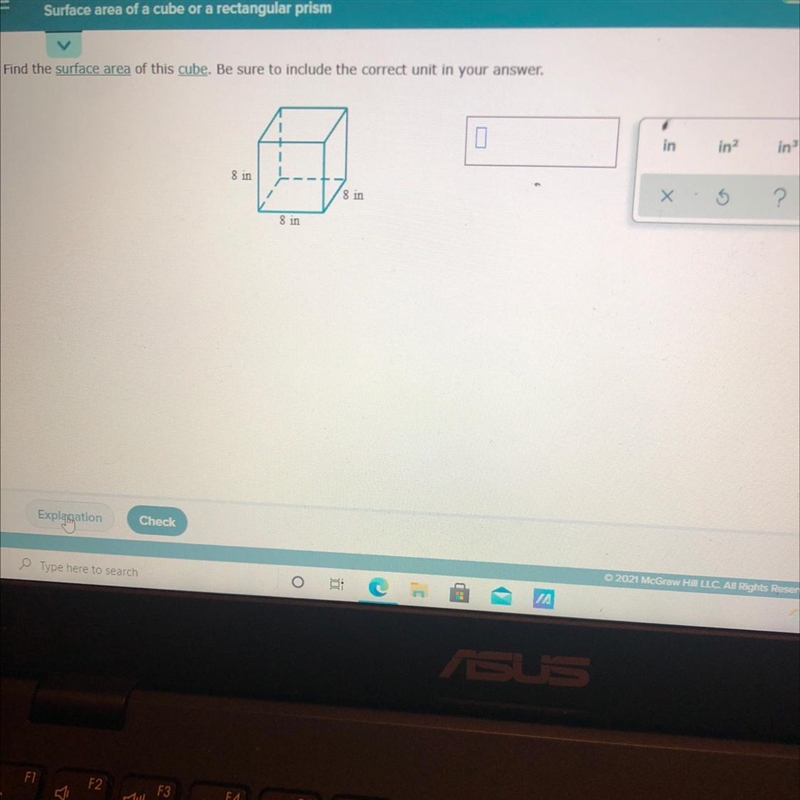 Find the surface area of this cube. Be sure to include the correct unit in your answer-example-1