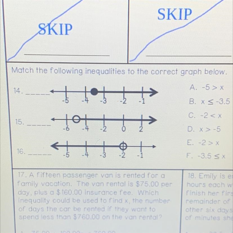 Match the following inequalities to the correct graph below.-example-1