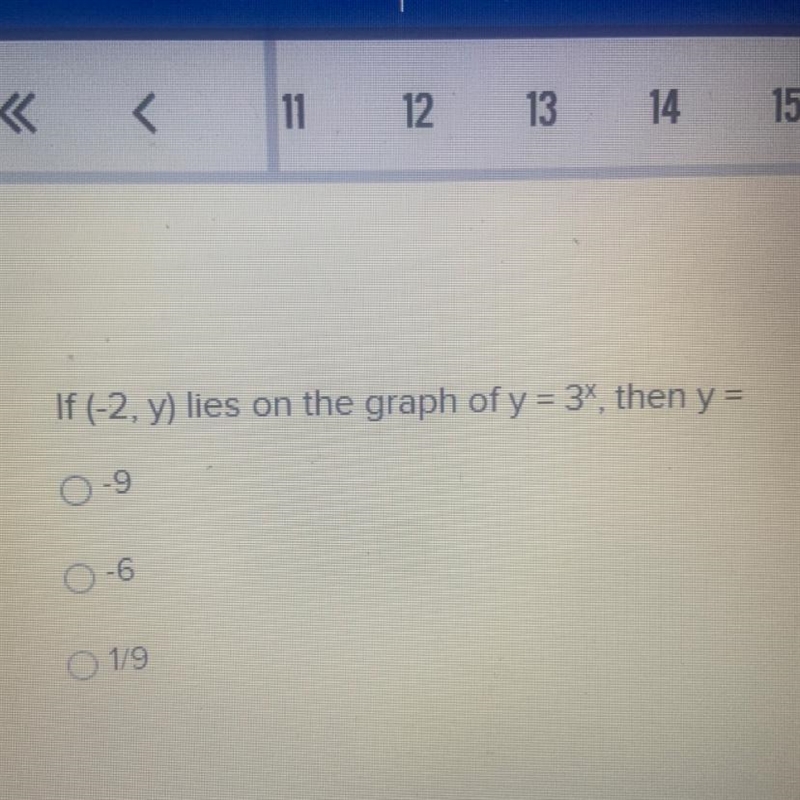 If (-2, y) lies on the graph of y = 3Y, then y =-example-1