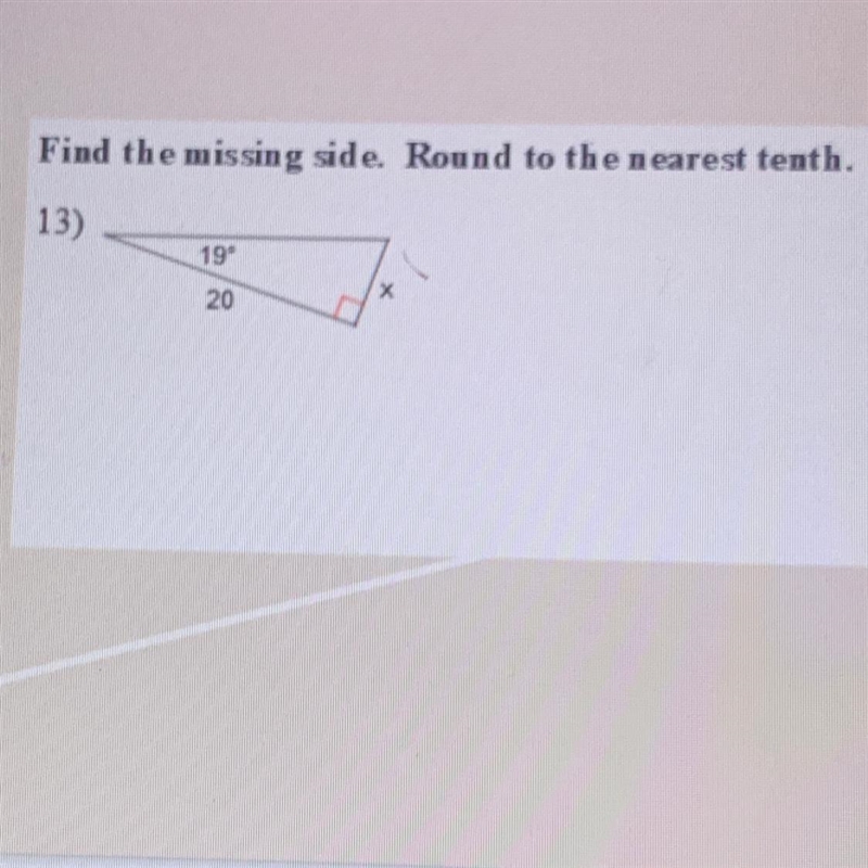 Find the missing side. Round to the nearest tenth.-example-1