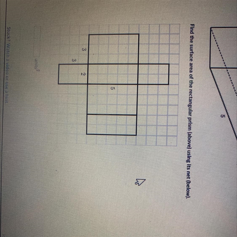 Find the surface area of the rectangular prism (above) using its net (below). Correct-example-1