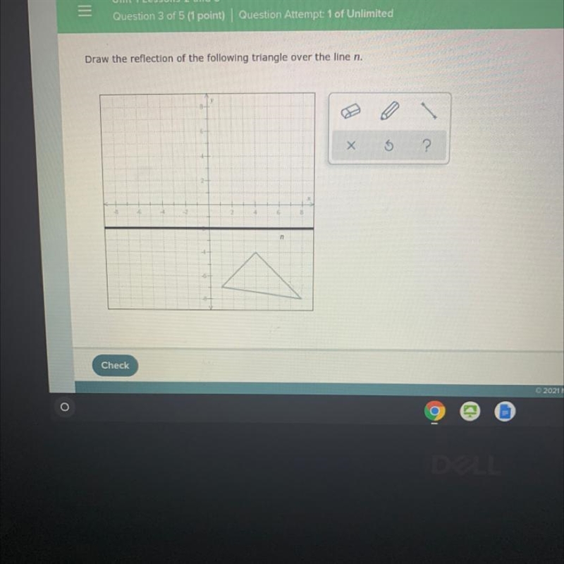 Draw the reflection of the following triangle over the line n.-example-1