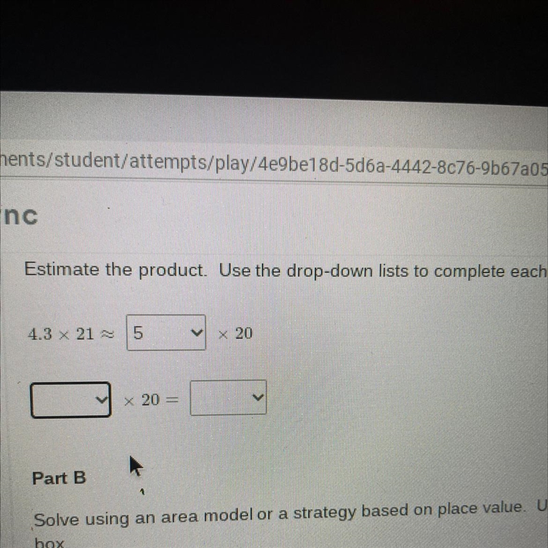 4.3 times 21 = 5 times 20 so what do I add after the 20?-example-1