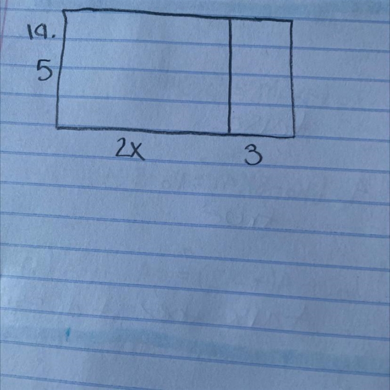 Use the distributive property to write an expression for the area-example-1