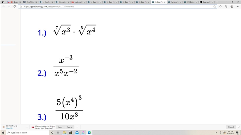 Copy the problems on to your paper. Use your notes as reference. Simplify each of-example-1