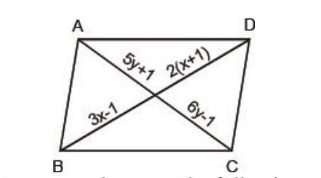 Find the value of x and y in the following figure where ABCD is a parallelogram ​-example-1