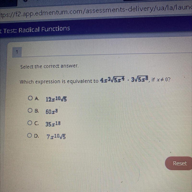 Select the correct answer. Which expression is equivalent to?-example-1