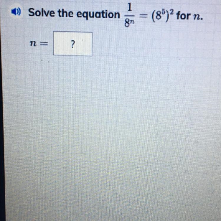 1 ) Solve the equation (85) for n. 8n n = ?-example-1