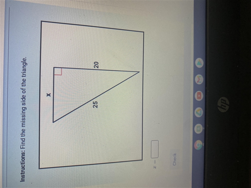 Find the missing side of the triangle-example-1