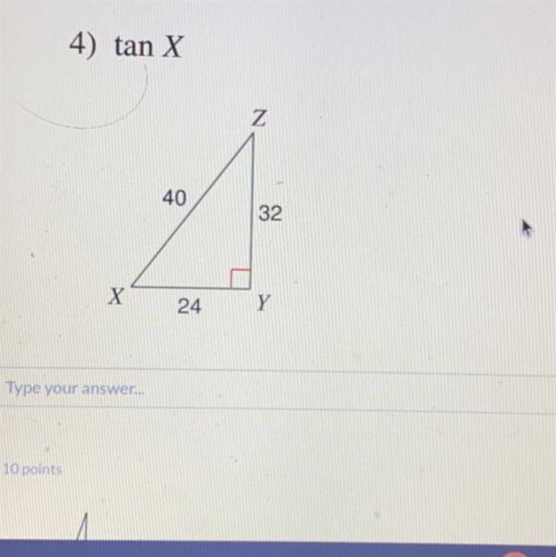 Find tan x in the triangle pictured above-example-1