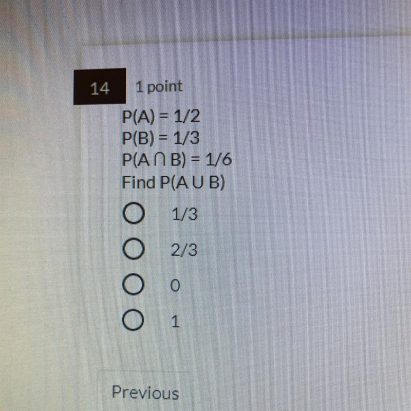 P(A) = 1/2 P(B) = 1/3 PIAN B) = 1/6 Find P(AUB)-example-1