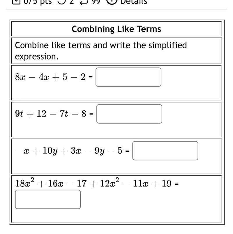 Combine like terms and write the simplified-example-1