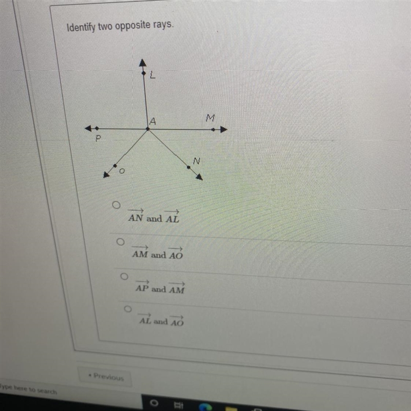 Identify two opposite rays. please help me asap-example-1