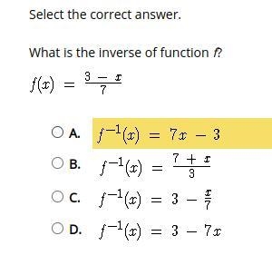 What is the inverse of function f?-example-1