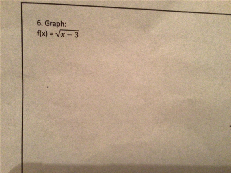 Graph f(x)= square root x-3 please show me how you get the answer. Please help trying-example-1