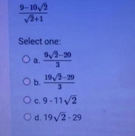 Rationalize the denominator. 9-10/2 V2+1-example-1