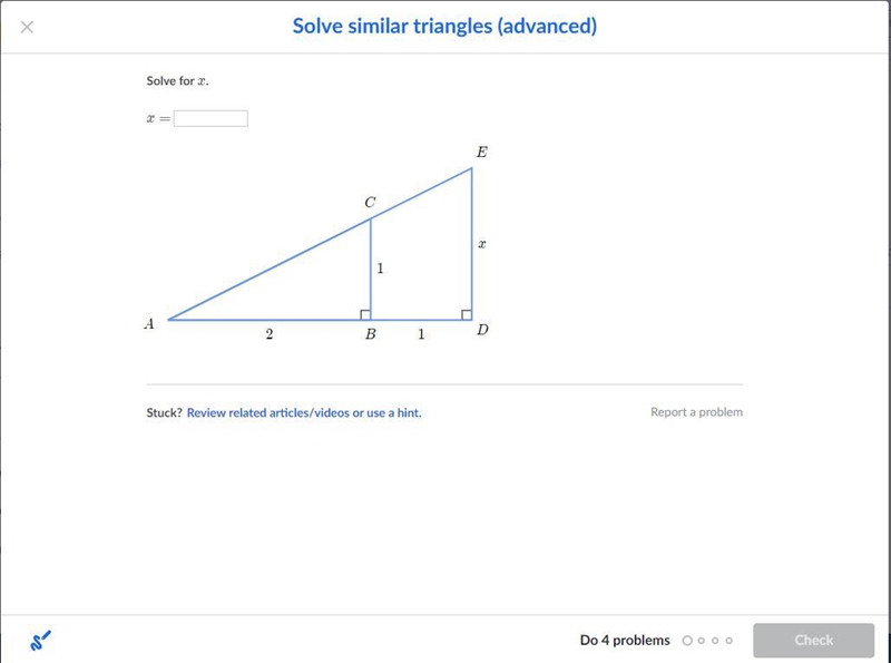 Solve for xxx. x=x=x, equals-example-1