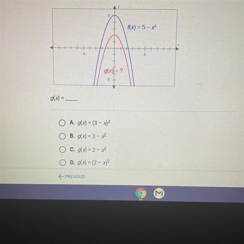 HELP ME PLSSS! The graph below have a same shape what is the equation of the red graph-example-1