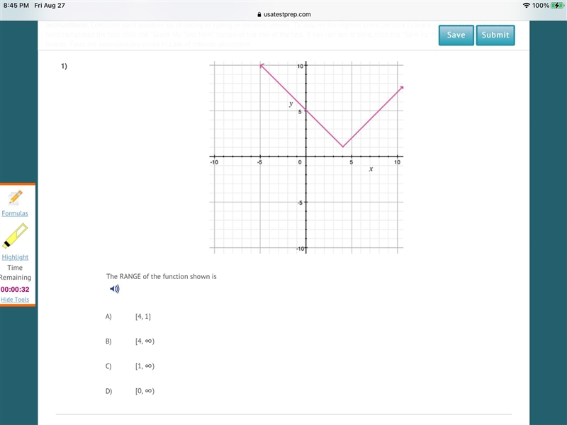 The range of the function shown is.-example-1