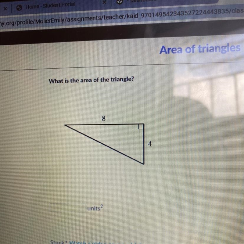 What is the area of the triangle? 8 4-example-1