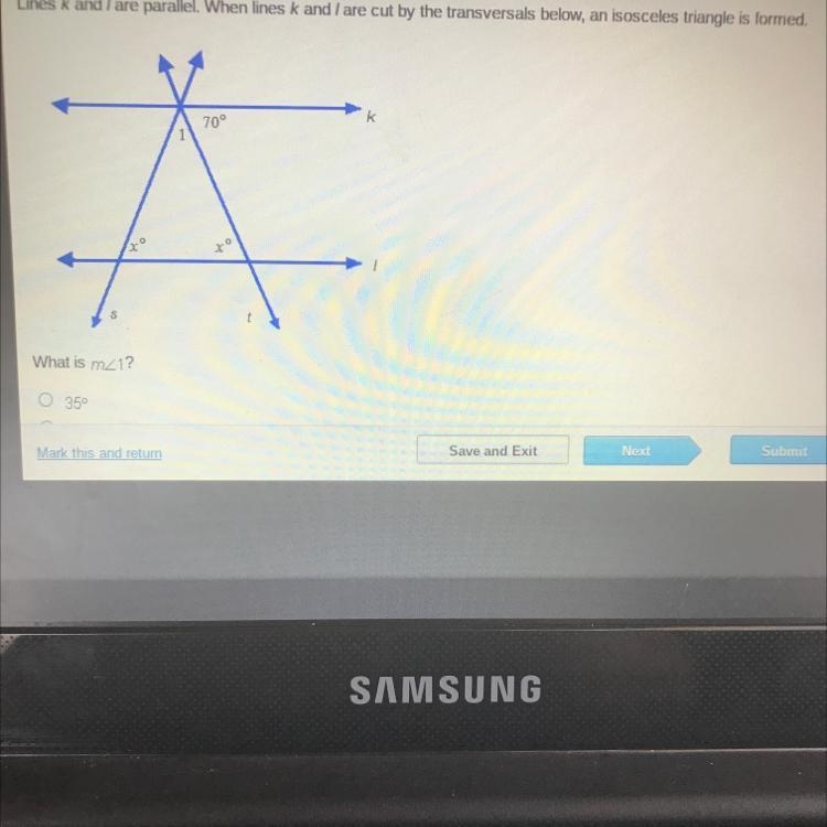 What is m angle 1? 35° 40° 55° 70°-example-1