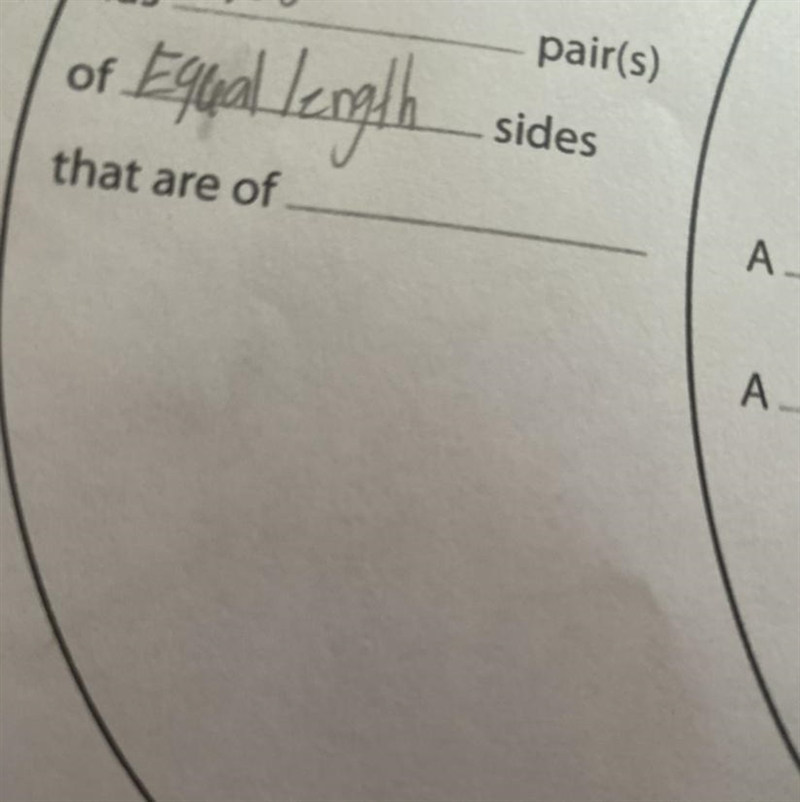 A kite has two pairs of equal length sides that are of what?-example-1