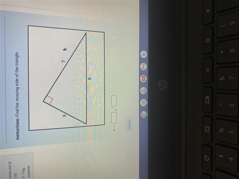 Find the missing side of the triangle-example-1