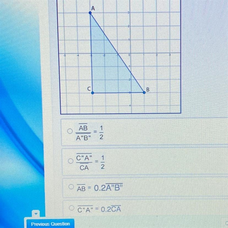 Triangle A'B'C' is formed by a reflection over x = 1 and dilation by a scale factor-example-1