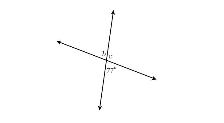 Find the measure of the missing angles b= c= (all measures are in degrees)-example-1