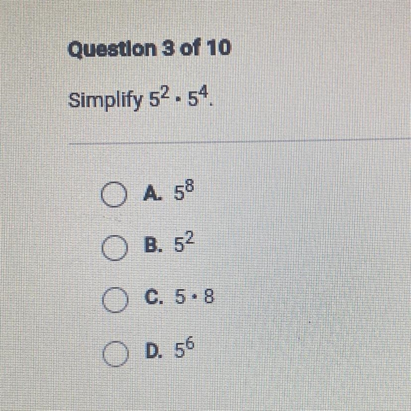 Help simplify 5^2 • 5^4-example-1