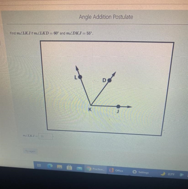 Find m angle LKJif m angle LKD=60^ and m angle DKJ=55^-example-1