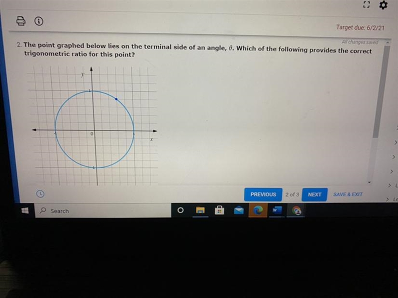 A. Sin(0)=0.6 B.Cos(0)=0.75 C.Tan(0)=1.3 D. Cos(0)=0.8-example-1