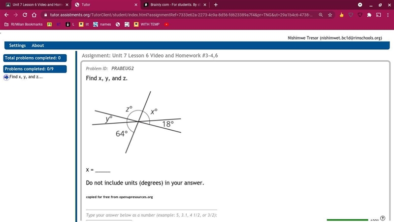 Find x, y, and z do not include degrees-example-1