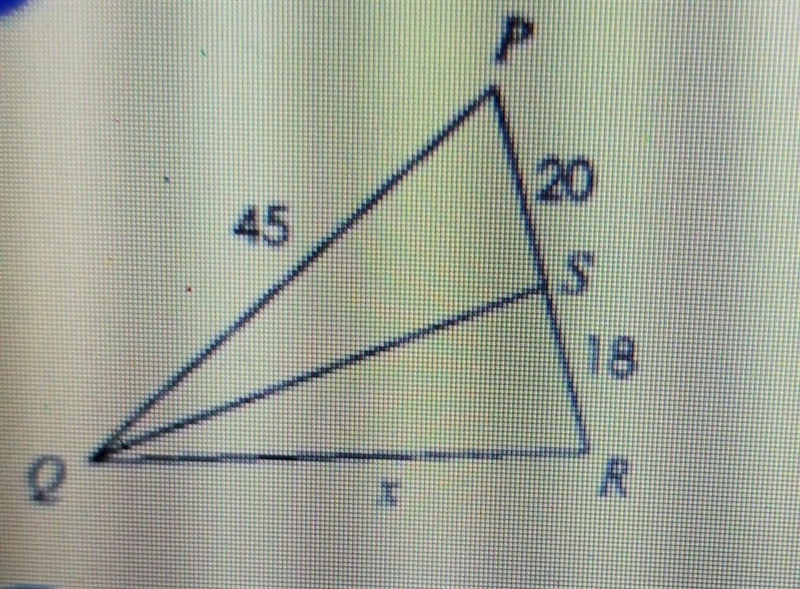 If qs represents an angle bisector solve for x I need help with this​-example-1