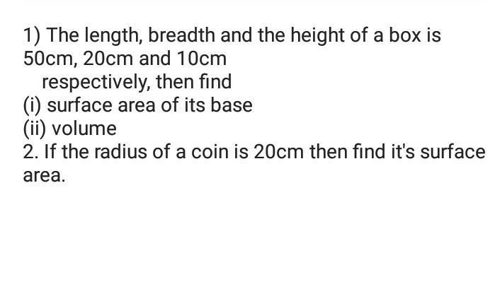 The length of the box is 15 centimeters, the breadth of the box is 20 centimeter, the-example-1