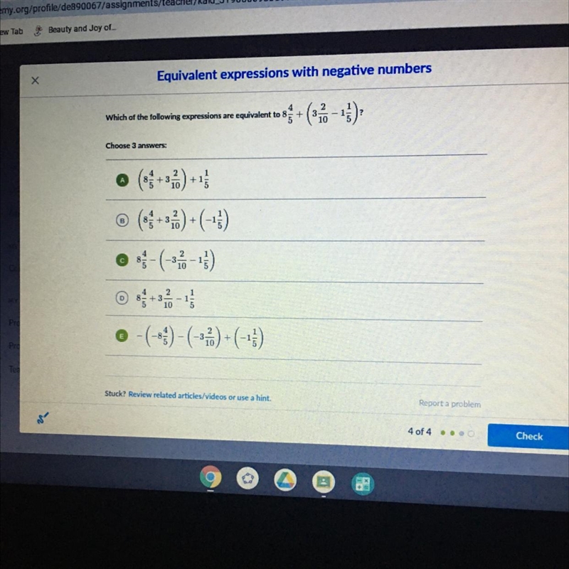 Choose 3 answers Equivalent expression with negative numbers-example-1