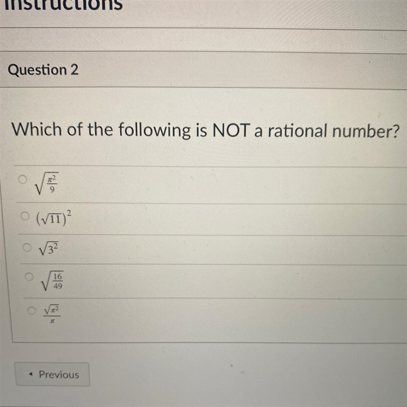 Which is not a rational number?-example-1