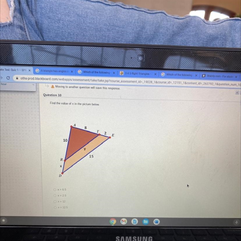 Find the value of x in the picture below.-example-1