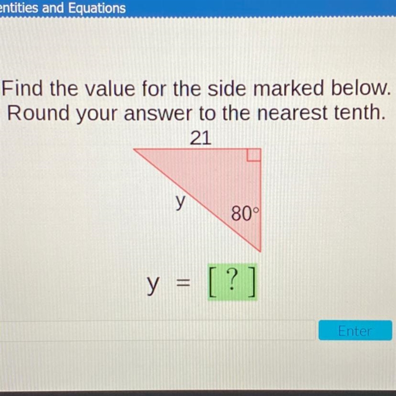 Find the value for the side marked below. Round your answer to the nearest tenth.-example-1