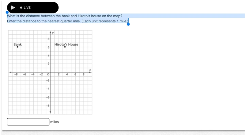 What is the distance between the bank and Hiroto’s house on the map? Enter the distance-example-1