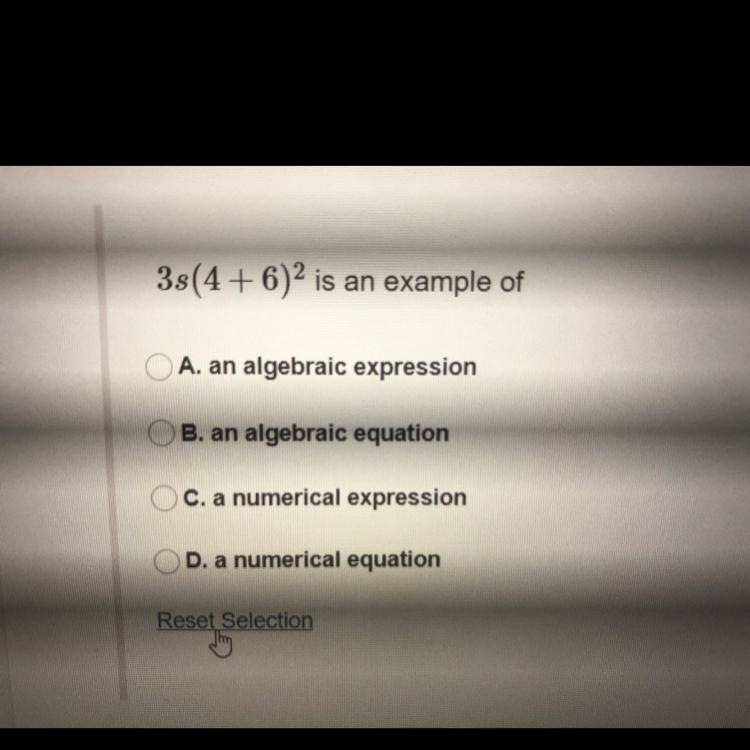 3s(4 + 6)2 is an example of-example-1