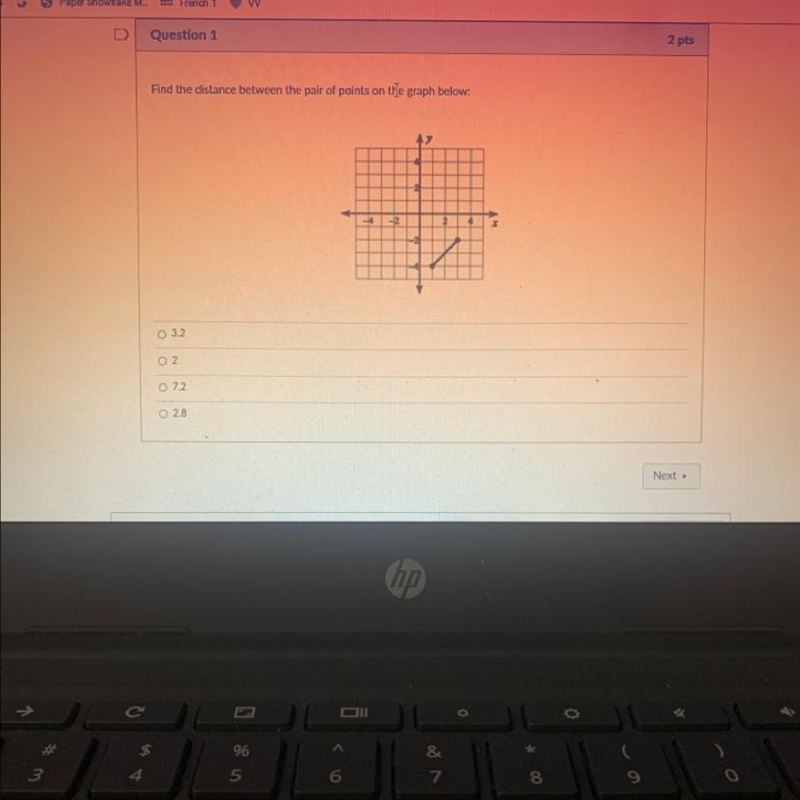 Find the distance between the pair of points on the graph below:-example-1