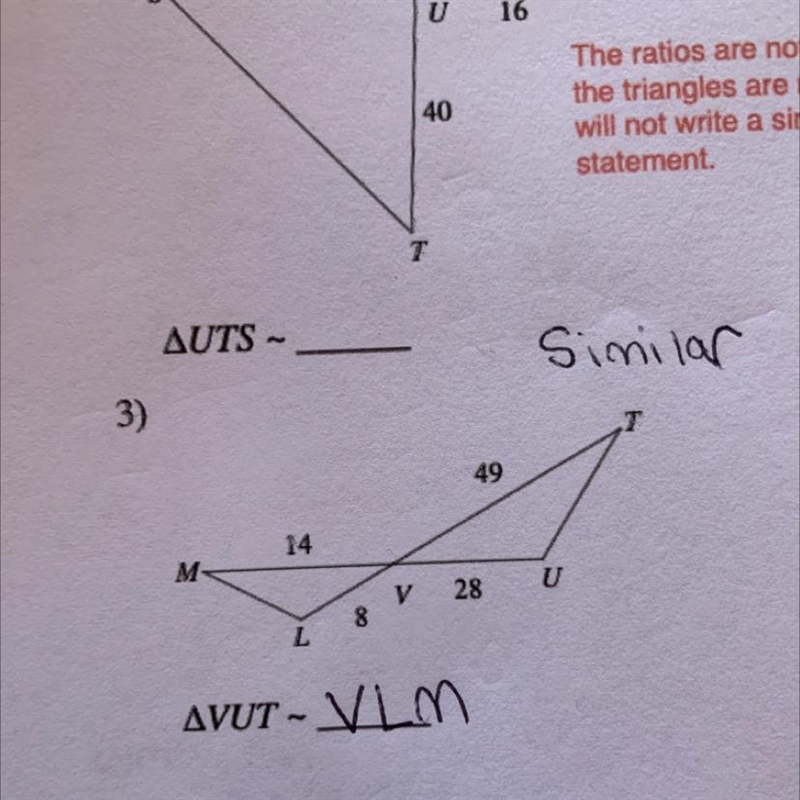 Can someone tell me if why these triangles are similar-example-1