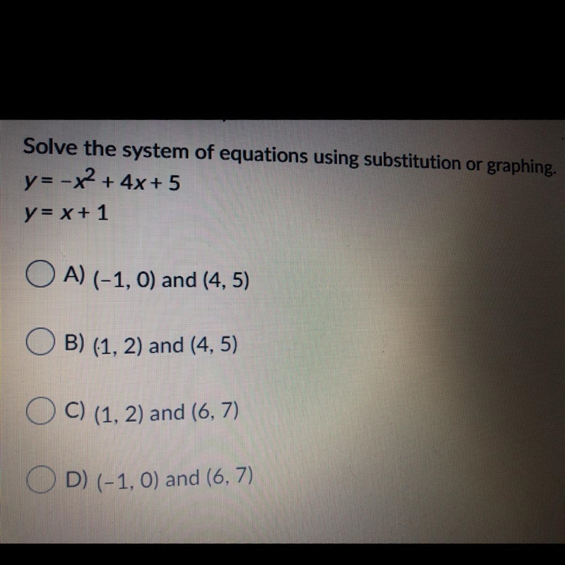 Solve the system of equations using substitution or graphing.-example-1