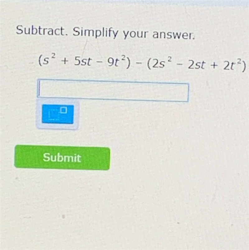 Subtract and simplify answer.-example-1