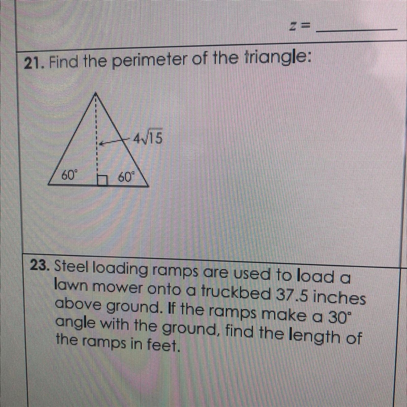 HELP PLZ 21. Find the perimeter of the triangle: 2 A 4715-example-1