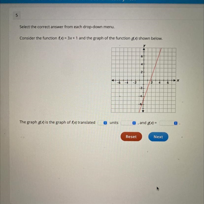 Select the correct answer from each drop-down menu. Consider the function fx) = 3x-example-1