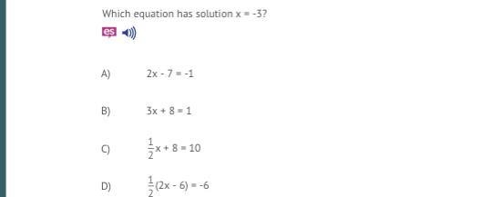 Which equation has solution x=-3?-example-1