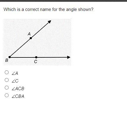 Which is a correct name for the angle shown?-example-1