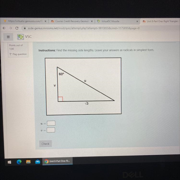 Find the missing side length. Leave your answers radical in simplest form. PLEASE-example-1